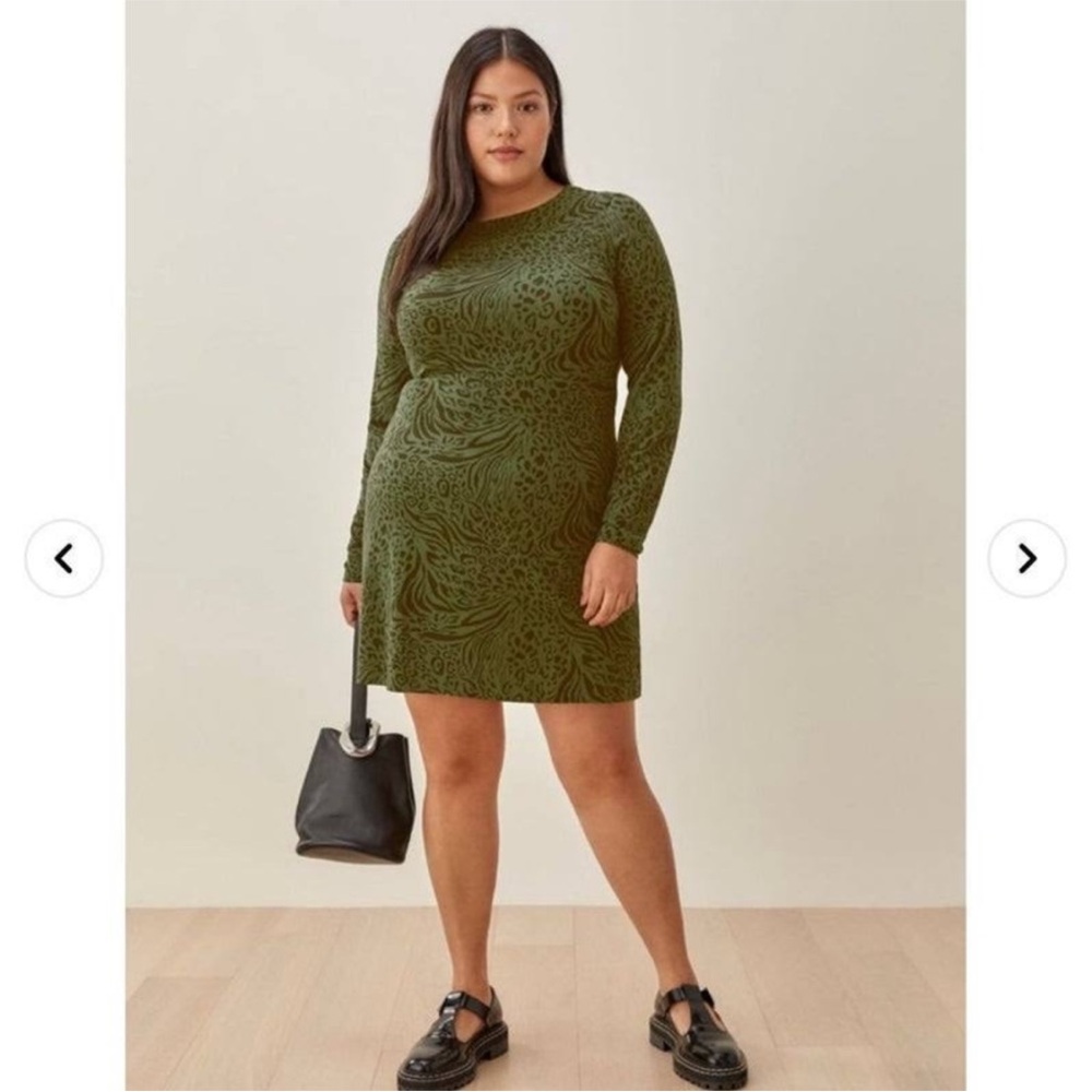 REFORMATION Kenmare Dress ES Jungle Plus Size Cheetah Leopard Green Size 2X NWT